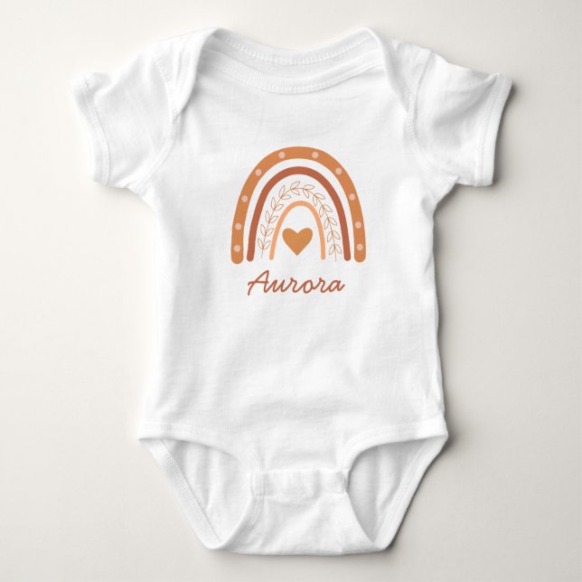Neutral Terracotta Peach boho rainbow custom  Baby Bodysuit (Front)