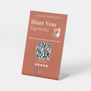 Neutral Terracotta Share Your Experience QR Code Pedestal Sign