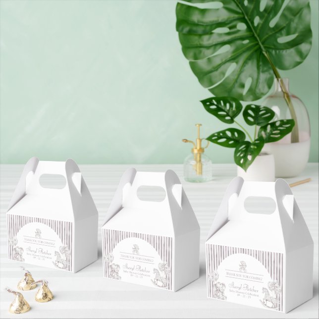 Neutral Toile Baby Shower  Favour Box (Multiple)