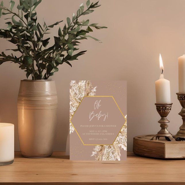 Neutral Tone Boho Pampas Shower Invitation (Creator Uploaded)