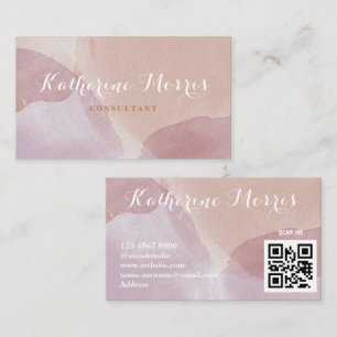 Neutral Tone Minimalist QR Code Professional Business Card