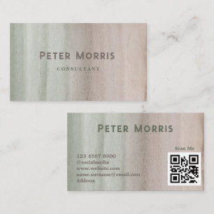  Neutral Tone Minimalist QR Code Professional Business Card