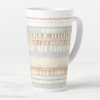 Neutral Tone Stripes Latte Mug