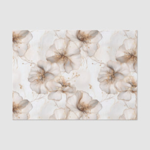 Neutral Toned Flowers Decoupage Tissue Paper