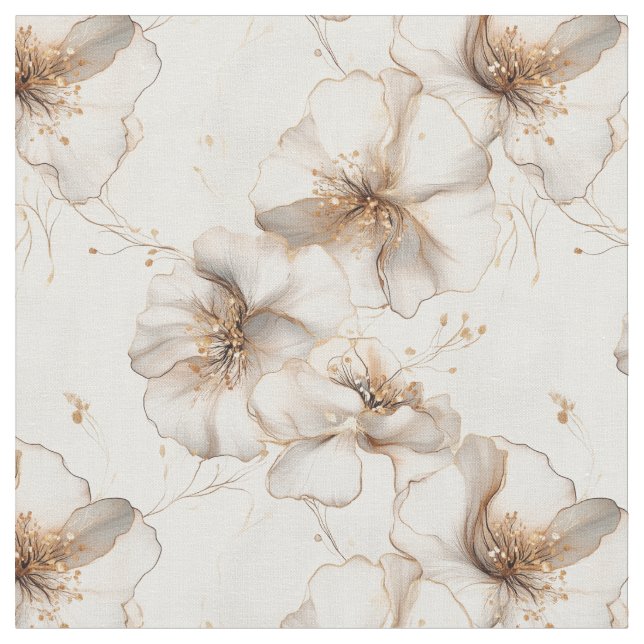 Neutral Toned Flowers Fabric (Close Up)