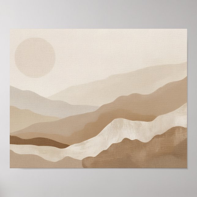 Neutral Toned Layered Desert Landscape Poster (Front)