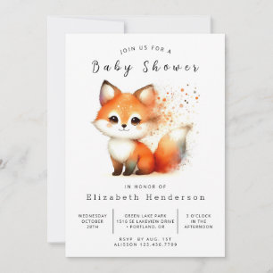 Neutral Tones Animal Fox Baby Shower Invitation