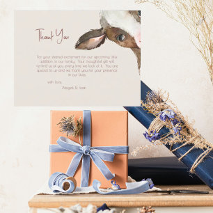 Neutral Tones Cow Baby Shower Thank You Postcard