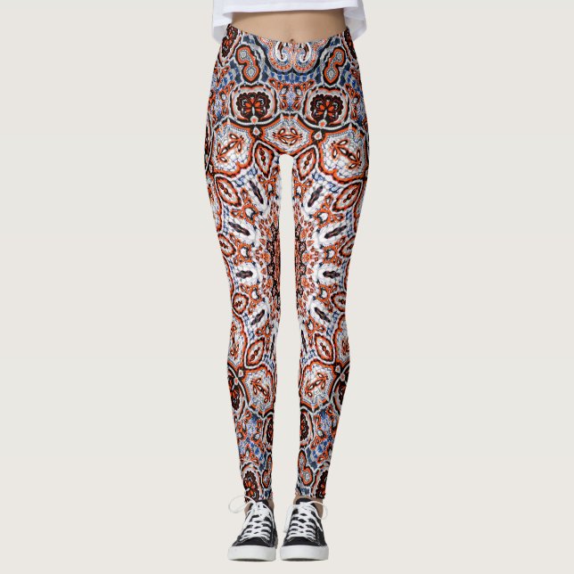 Neutral Tones Mandala Motif Leggings (Front)