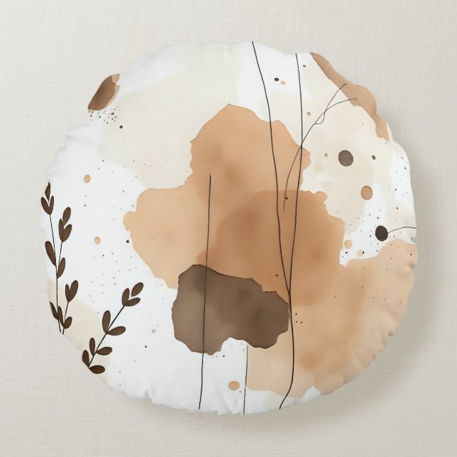 Neutral Tones Organic rustic Abstract Round Cushion (Front)