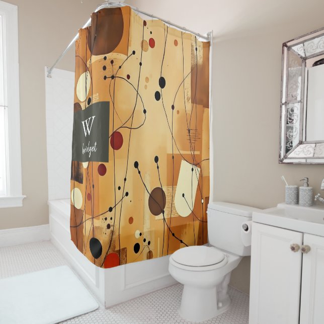Neutral Tones with Abstract Shapes Shower Curtain (In Situ)