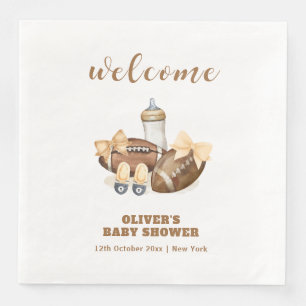 Neutral Touchdown Football Baby Shower Welcome Napkin