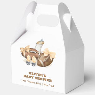 Neutral Touchdown Football Boy Baby Shower Favour Box