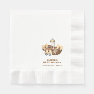 Neutral Touchdown Football Boy Baby Shower Napkin