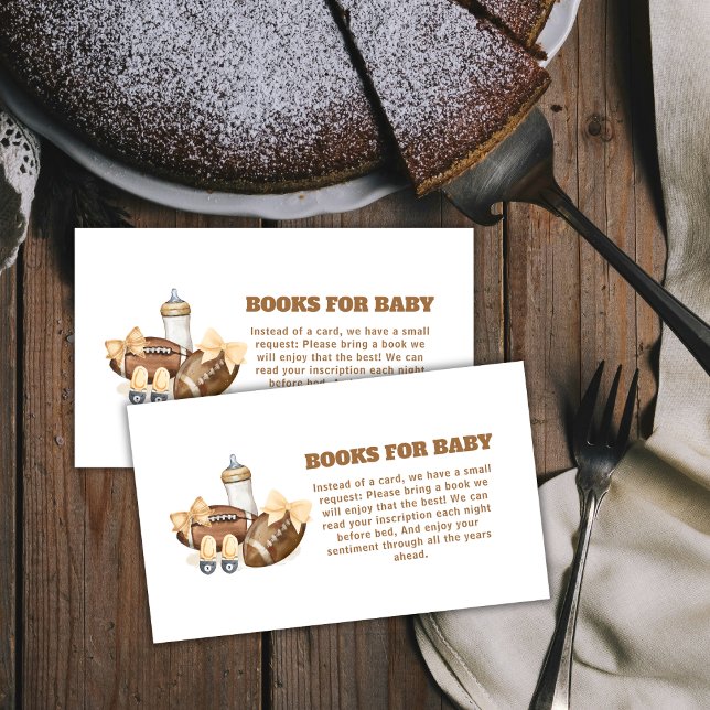 Neutral Touchdown Football Boy Books Baby Shower Enclosure Card (Neutral Touchdown Football Boy Books Baby Shower Enclosure Card)