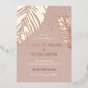 Neutral Tropical Palms Beach Wedding Gold