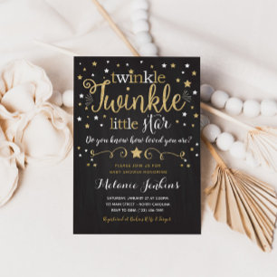 Neutral Twinkle Little Star Baby Shower Invitation