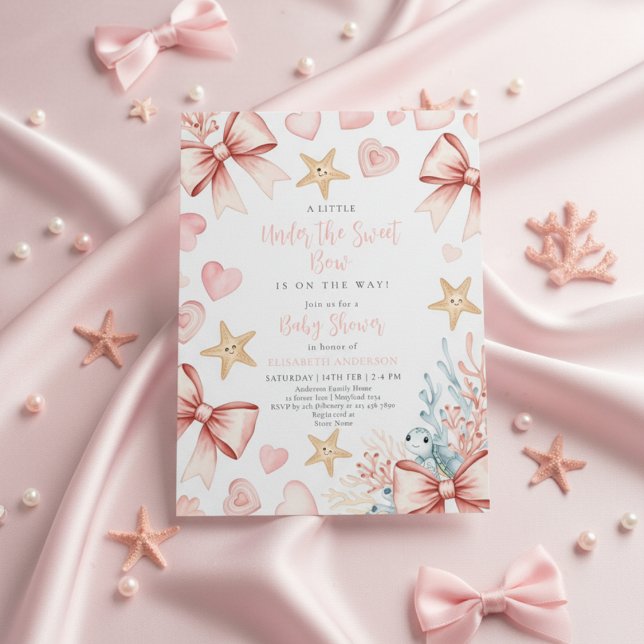 Neutral under the sea bow sweetheart baby shower invitation (Creator Uploaded)