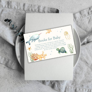 Neutral Under The Sea Whale Books For Baby Shower Enclosure Card