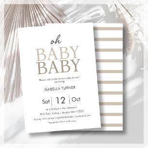 Neutral Unisex Twins Baby Shower Invitation