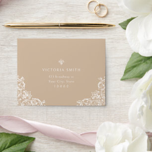 Neutral Vintage Elegant Wedding RSVP Envelope