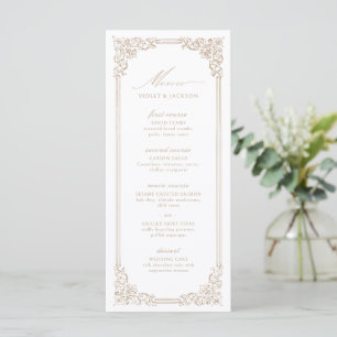 Neutral Vintage Frame Elegant Script Wedding Menu