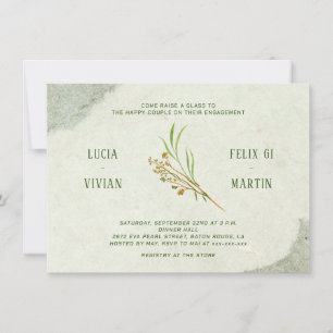 Neutral Vintage Green Rustic Engagement Party Invitation