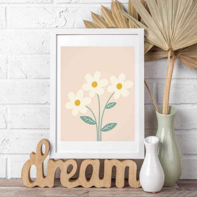 Neutral Wall Art, White Beige Floral Illustration  Photo Print (Creator Uploaded)