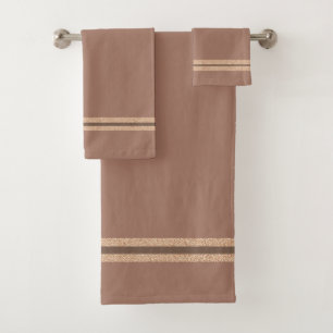 neutral warm mocha mousse stripe bath towel set