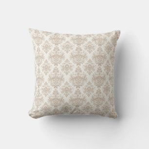 neutral warm white scroll design cushion