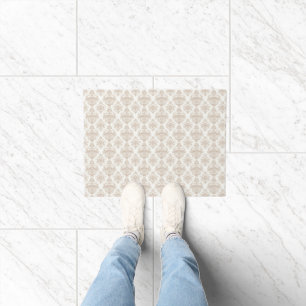 neutral warm white scroll design doormat