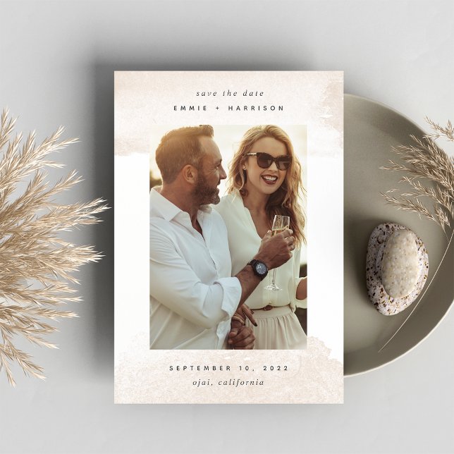 Neutral Wash | Vertical Photo Save The Date (Creator Uploaded)