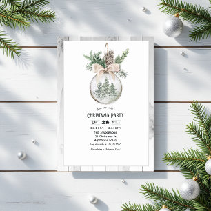 Neutral Watercolor Boho Christmas Party Invitation