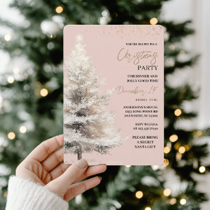 Neutral Watercolor Christmas Party Invitation