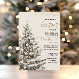 Neutral Watercolor Christmas Party Invitation