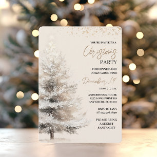 Neutral Watercolor Christmas Party Invitation
