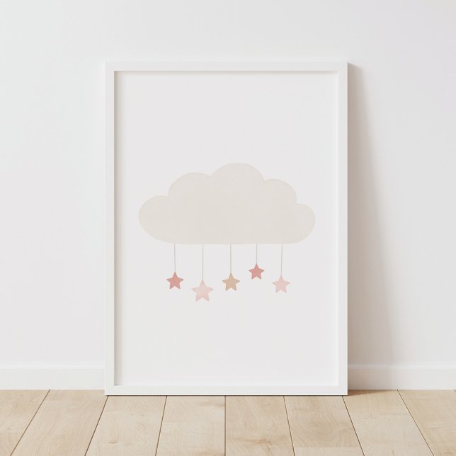 Neutral Watercolor Cloud and Stars Nursery Poster (Creator Uploaded)