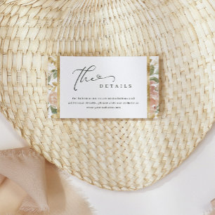 Neutral Watercolor Floral and Gold Wedding Details Enclosure Card