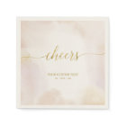 Neutral Watercolor | Gold Cheers Party Napkins