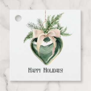 Neutral Watercolor Heart Ornament Christmas Favour Tags