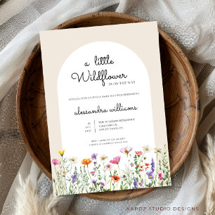 Neutral Watercolor LIttle Wildflower Baby Shower Invitation