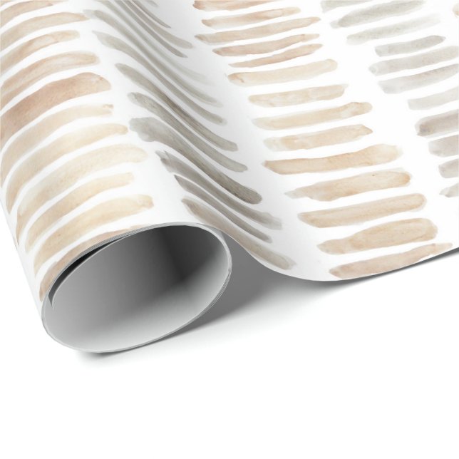 Neutral Watercolor Stripes Wrapping Paper (Roll Corner)
