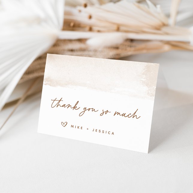Neutral Watercolor Swash Personalised Thank You Card (Creator Uploaded)