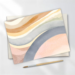 Neutral Waves Modern Simplistic Watercolor Postcard
