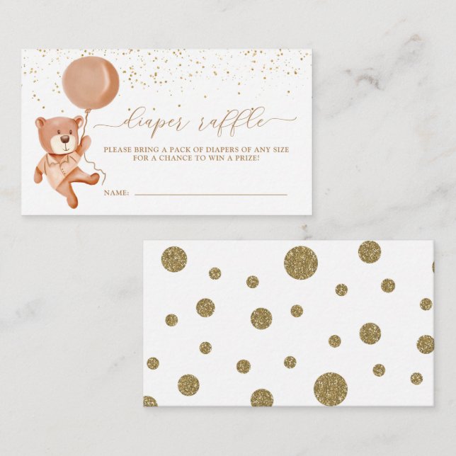 Neutral We Can Bearly Wait Diaper Raffle Ticket Enclosure Card (Front/Back)