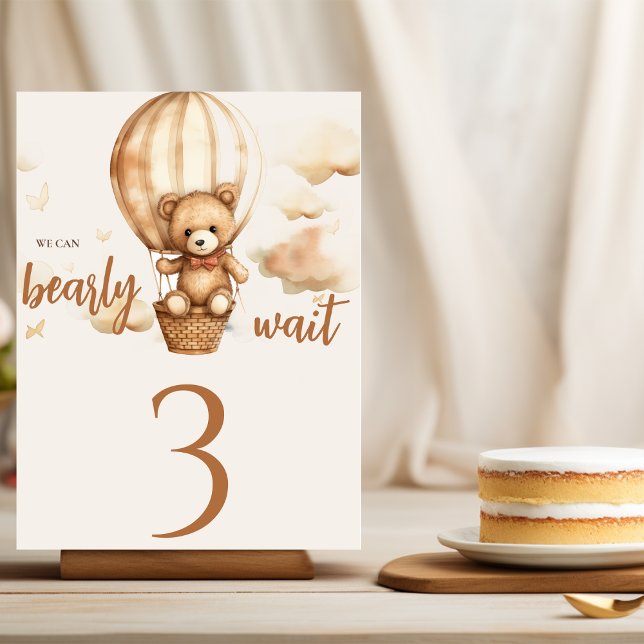 Neutral We Can Bearly Wait Table Number (Creator Uploaded)