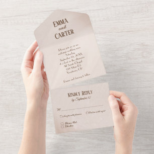 Neutral Wedding Abstract  Design All In One Invitation