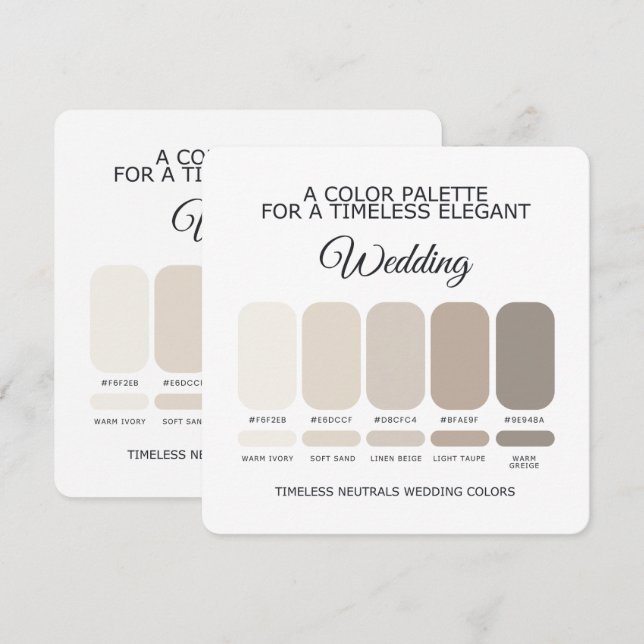 Neutral Wedding Color Palette Card (Front/Back)