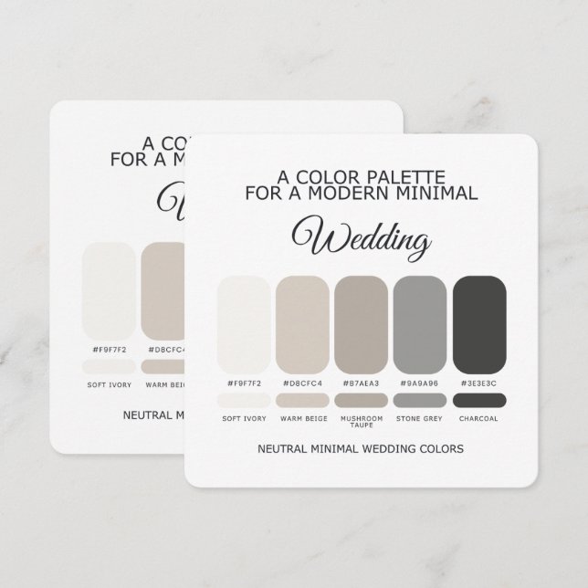 Neutral Wedding Colour Palette Card (Front/Back)