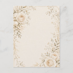 Neutral Wedding Invitation with Refined Florals Postcard